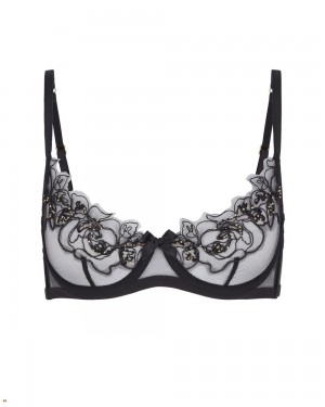 Agent Provocateur Lindie Demi Cup Plunge Underwired Women's Bras Black | UMASLIK-09