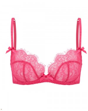 Agent Provocateur Lorna Lace Plunge Underwired Women's Bras Fuchsia | QUGEZRS-50