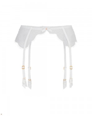 Agent Provocateur Lorna Lace Women's Suspenders White | LFNJYVI-26