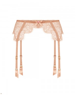 Agent Provocateur Lorna Lace Women's Suspenders Beige | PMINQBV-36