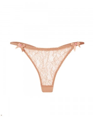 Agent Provocateur Lorna Lace Women's Thong Beige | UDPQBYV-70