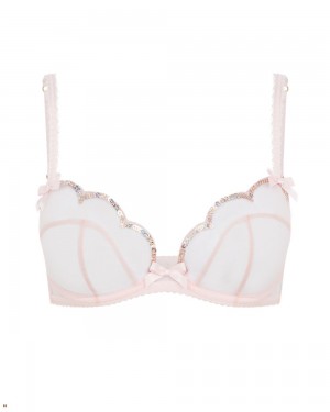 Agent Provocateur Lorna Party Plunge Underwired Women's Bras Pink | JGQVCIS-68