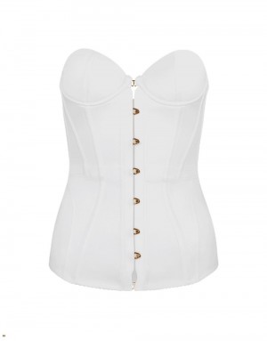 Agent Provocateur Mercy Satin Women's Corset White | MBQEDWZ-28