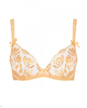 Agent Provocateur Sparkle Plunge Underwired Women's Bras Gold | QDNBIEP-34