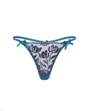 Agent Provocateur Sparkle Women's Thong Turquoise Navy | DWVYCMZ-80