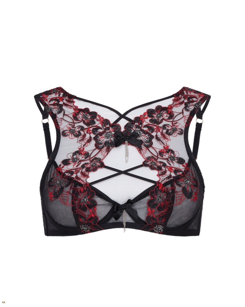 Agent Provocateur Amoura High Apex Underwired Women\'s Bras Black Red | JEYKHOP-37