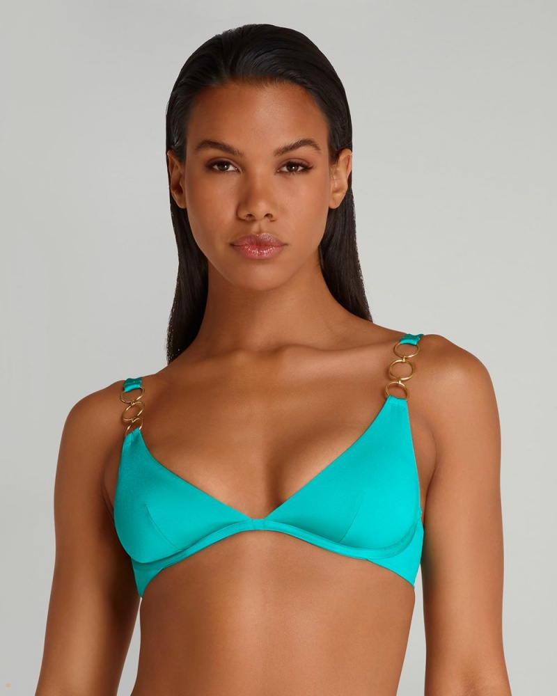 Agent Provocateur Anastacia Women's Bikini Top Turquoise | BKPDYGQ-68