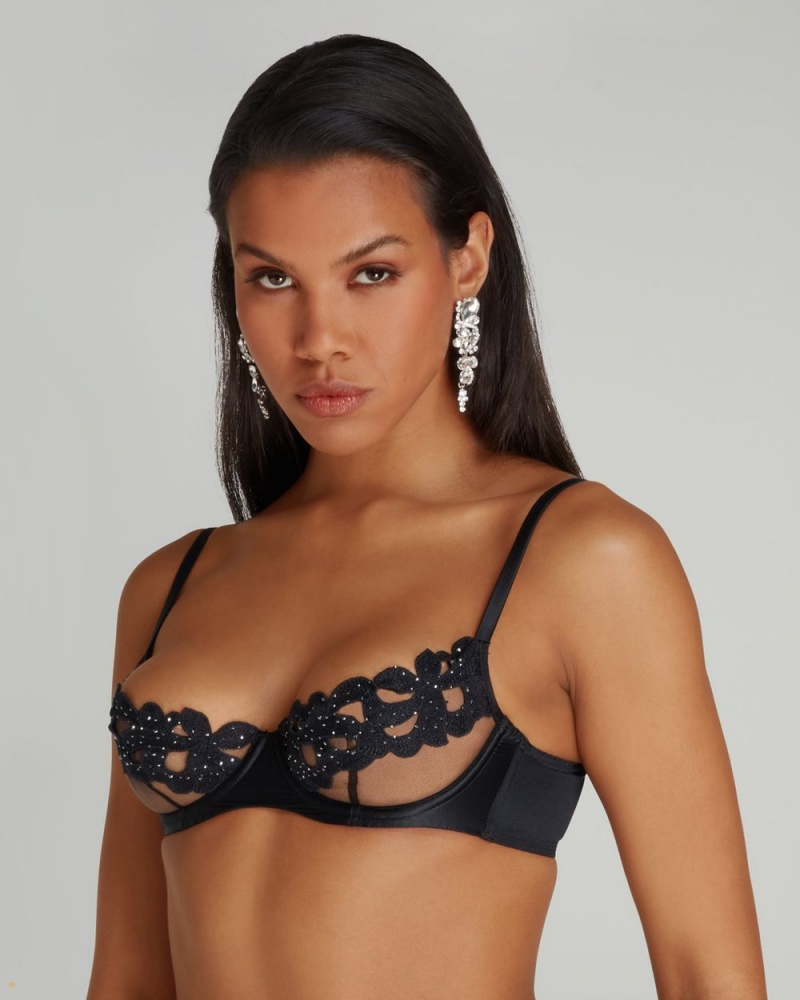 Agent Provocateur Angelinna Demi Cup Underwired Women's Bras Black | HOMTPUV-15