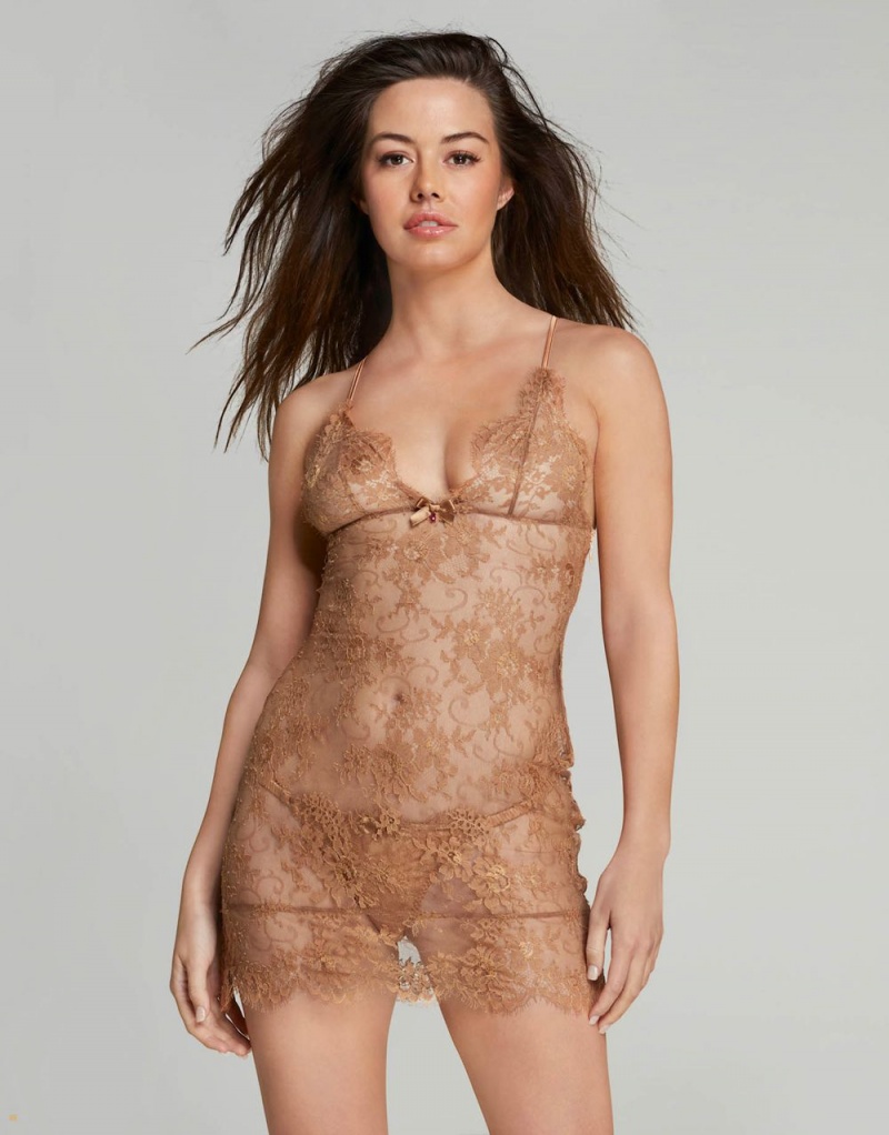 Agent Provocateur Carline Short Women's Slip Gold | HFZDAPO-27