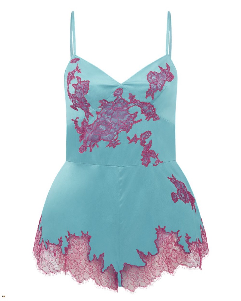 Agent Provocateur Christi Teddy Women\'s Pyjamas Turquoise Pink | XIRTZOP-45