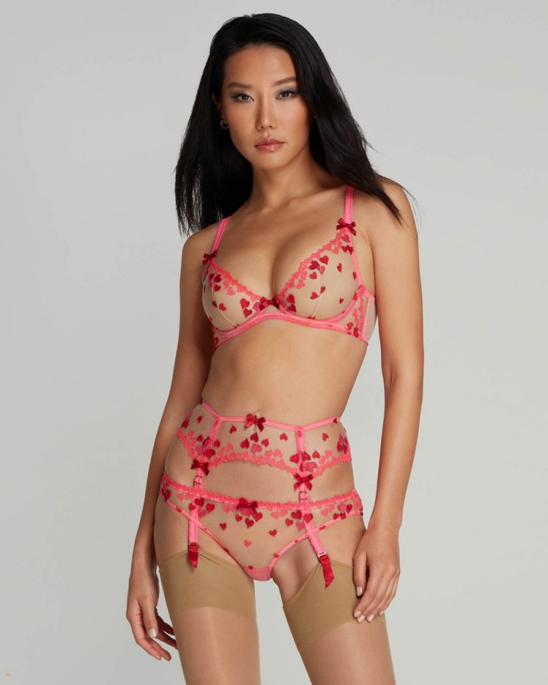 Agent Provocateur Cupid Women's Suspenders Pink | RONWYFM-56