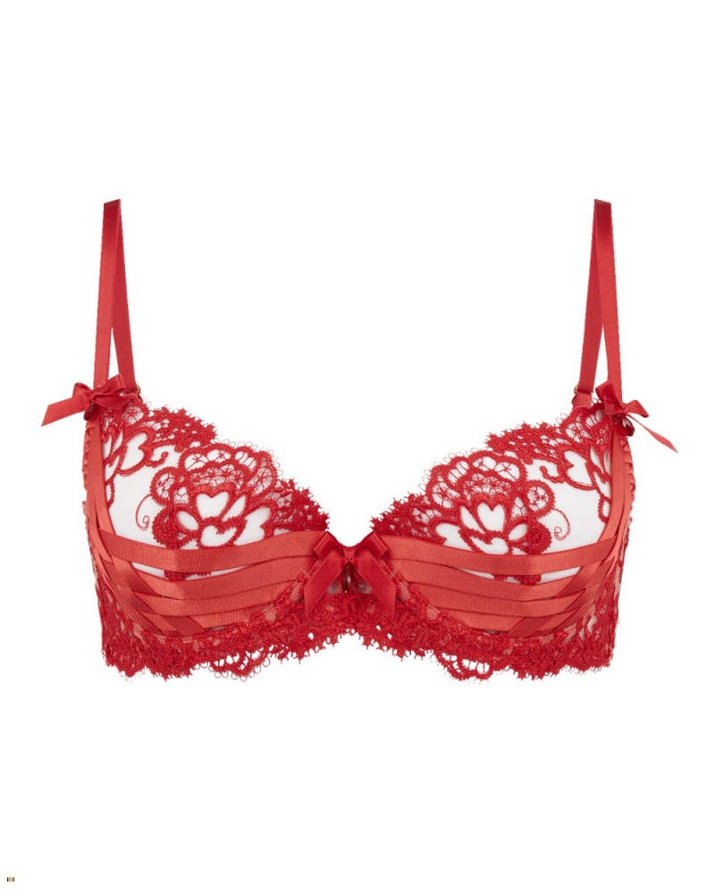 Agent Provocateur Dioni Plunge Underwired Women\'s Bras Red | LAVQEIH-51