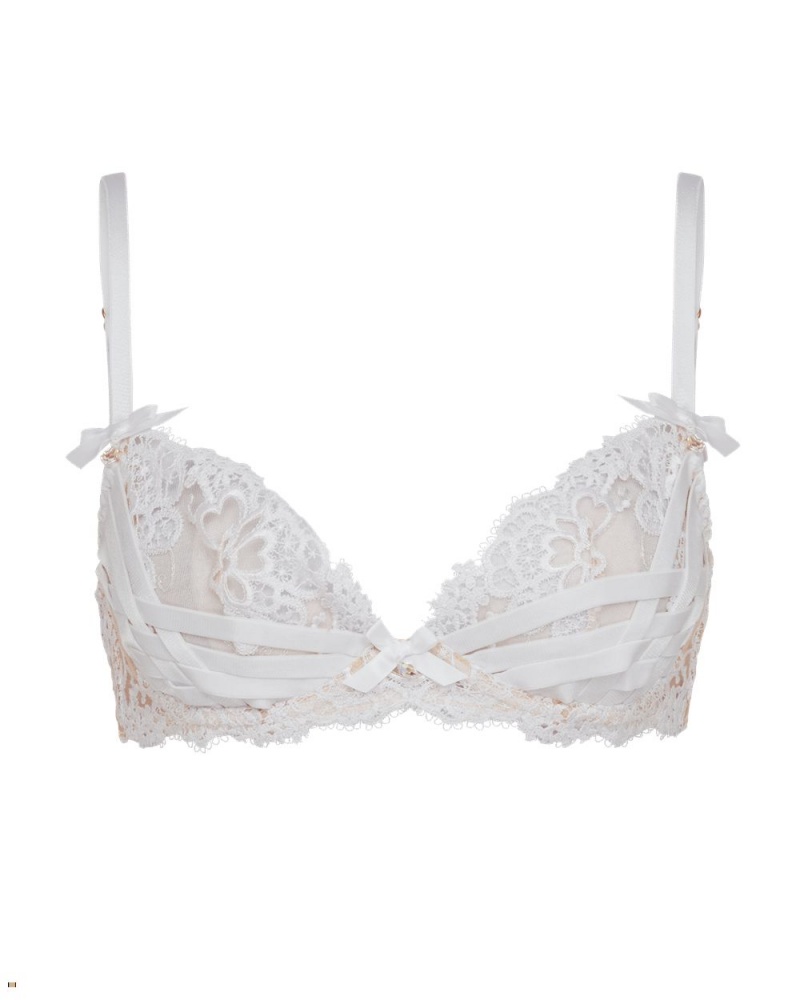 Agent Provocateur Dioni Plunge Underwired Women\'s Bras White | ZSRYAMP-92