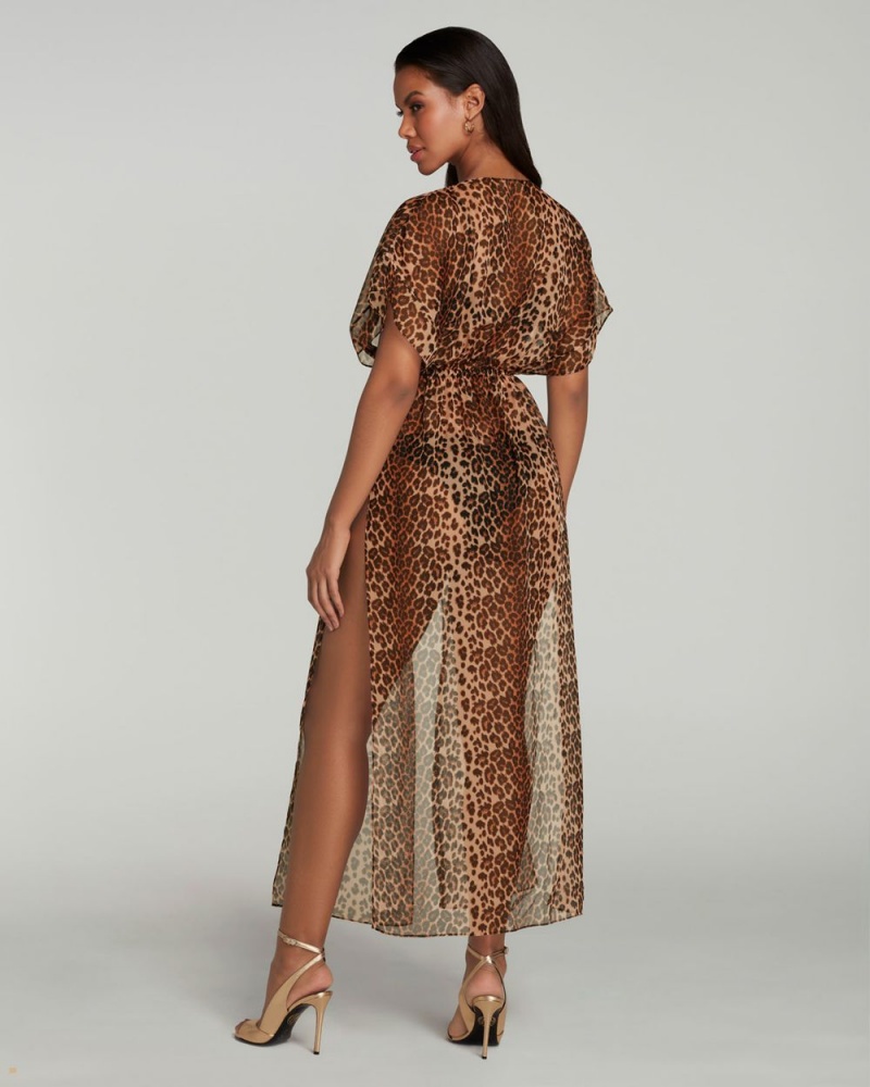 Agent Provocateur Evelyn Long Kaftan Women's Cover Ups Leopard | KECTHLW-70