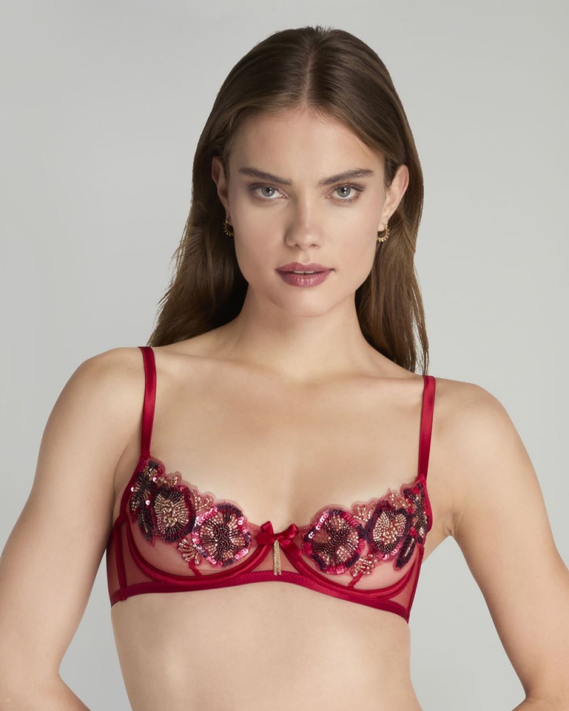 Agent Provocateur Giana Demi Cup Underwired Women's Bras Red | SXNOAWE-53