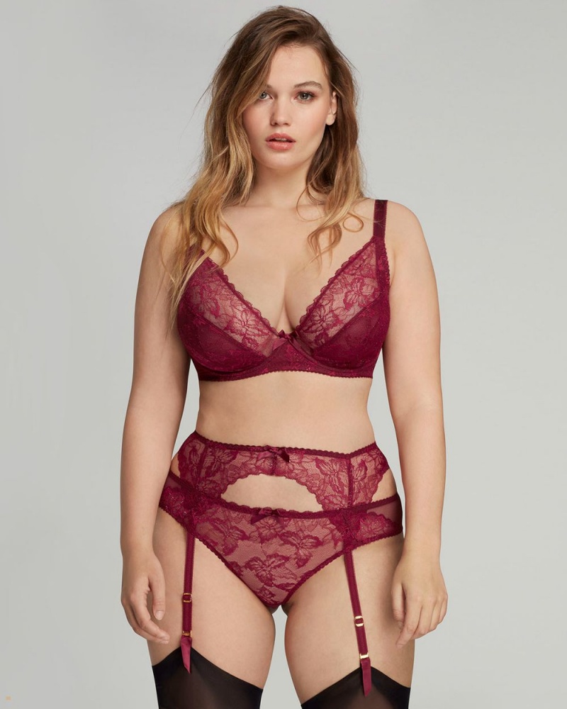 Agent Provocateur Leni Women's Suspenders Burgundy | FMBWAUP-69