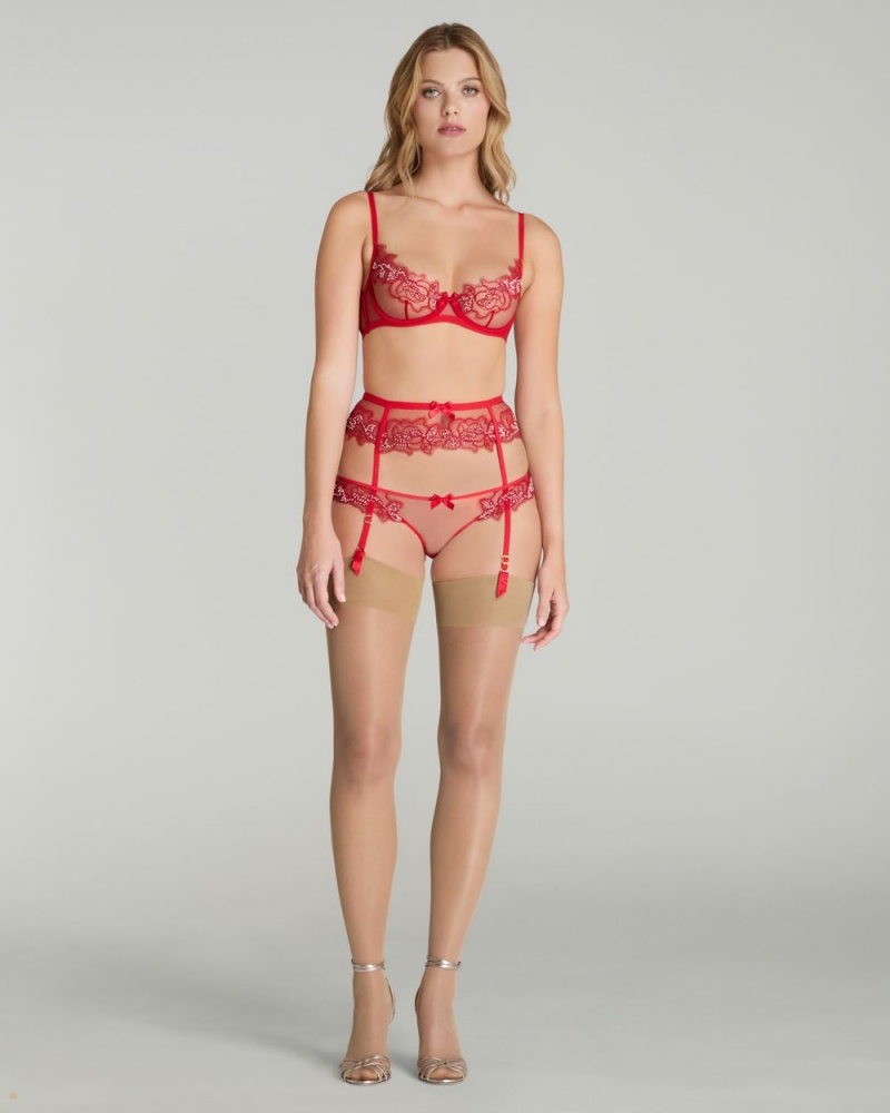 Agent Provocateur Lindie Women's Suspenders Red | AWGPJTK-46