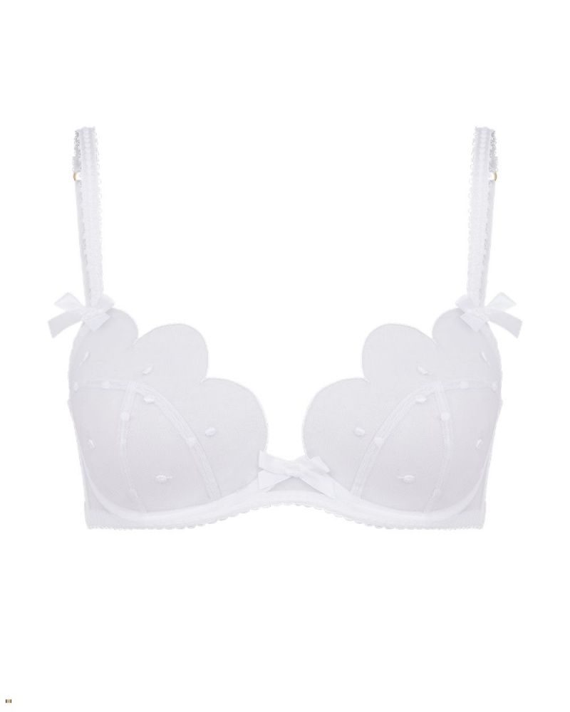 Agent Provocateur Lorna Dotty Plunge Underwired Women\'s Bras White | NQCXFWK-01