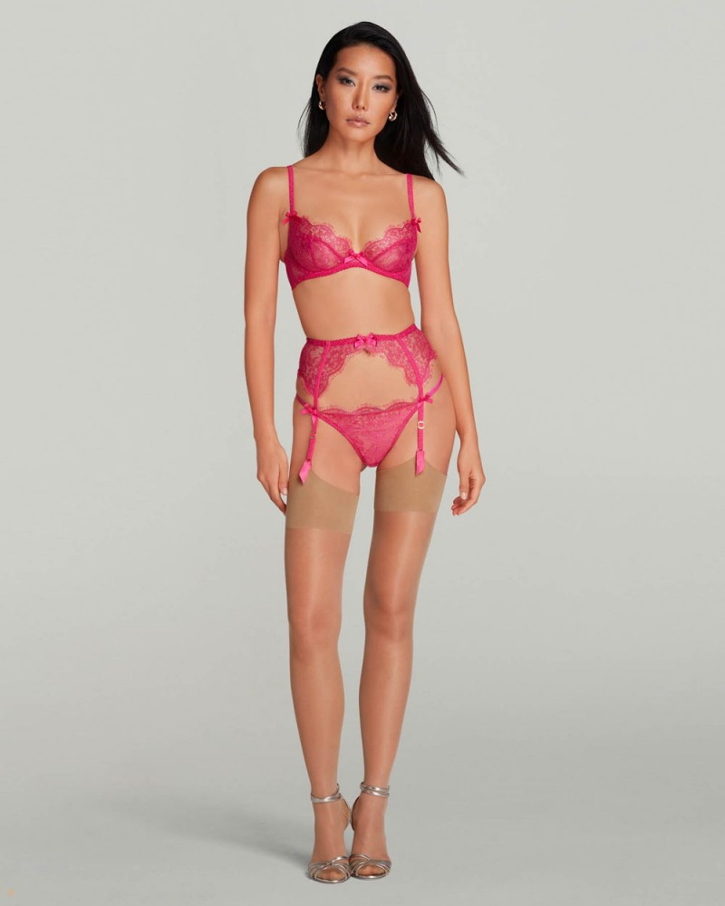 Agent Provocateur Lorna Lace Women's Suspenders Fuchsia | WAQTNVF-89