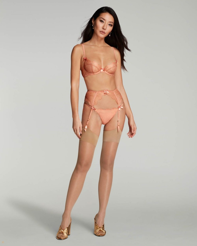 Agent Provocateur Lorna Lace Women's Suspenders Beige | PMINQBV-36