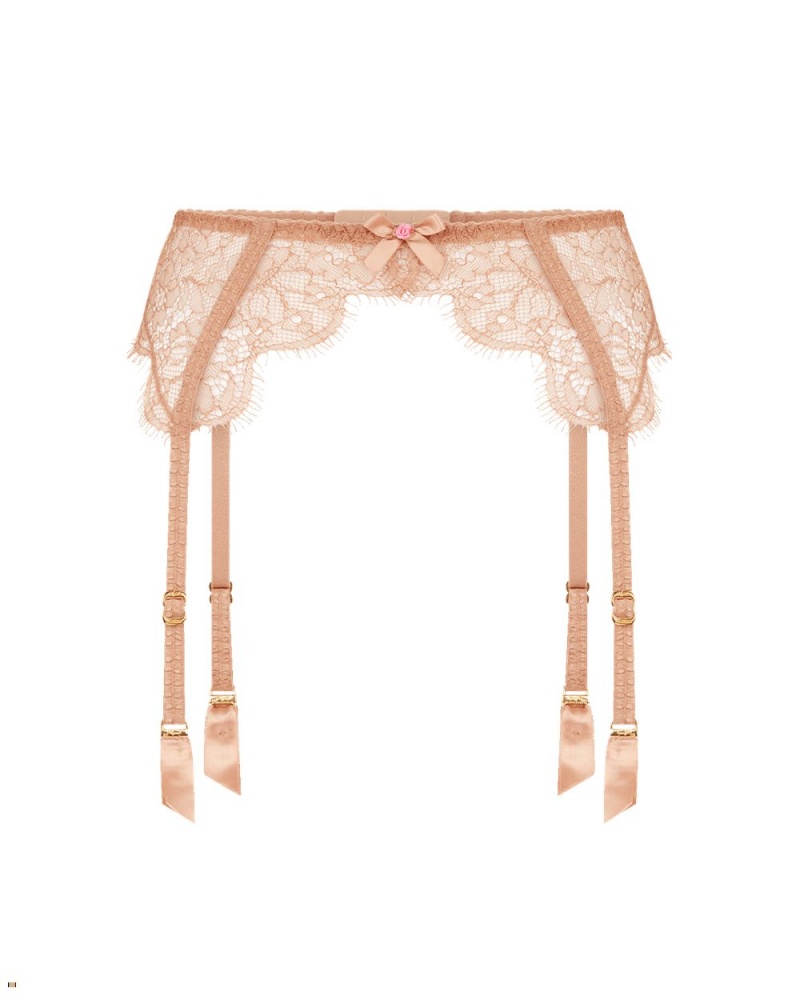 Agent Provocateur Lorna Lace Women\'s Suspenders Beige | PMINQBV-36