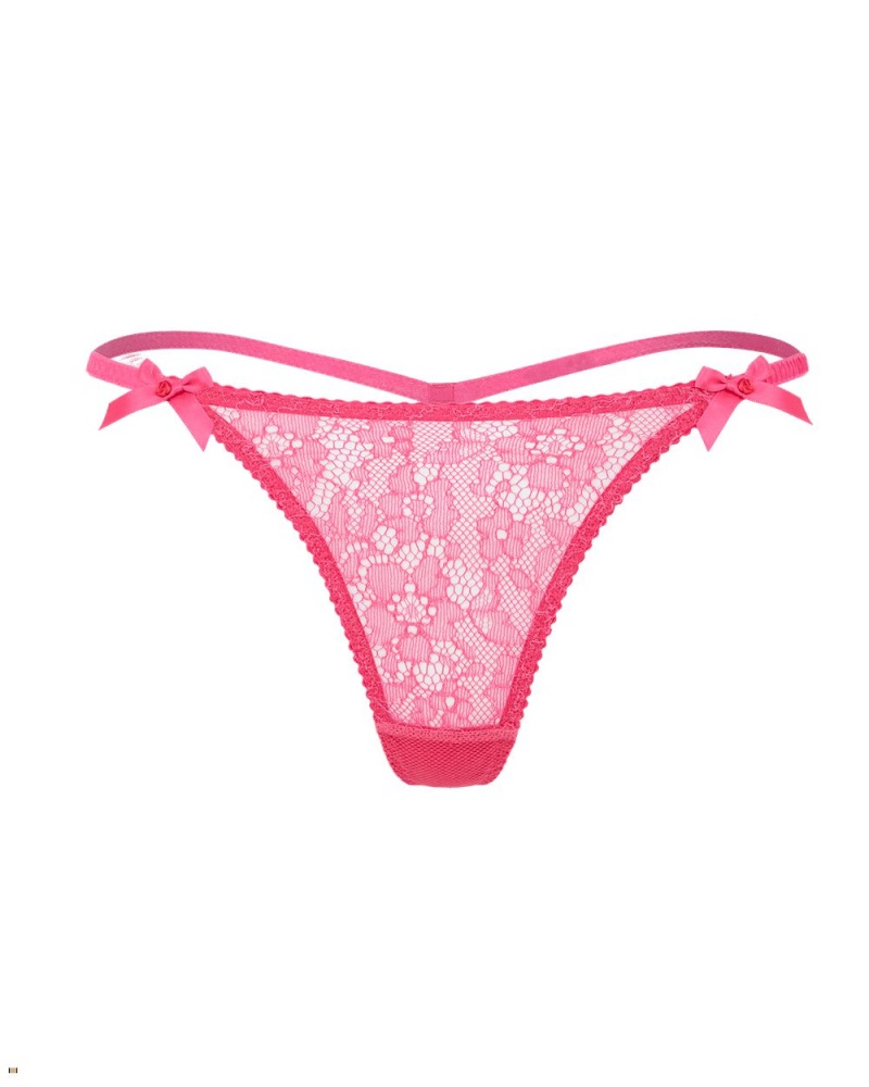 Agent Provocateur Lorna Lace Women\'s Thong Fuchsia | KVAPWZC-26