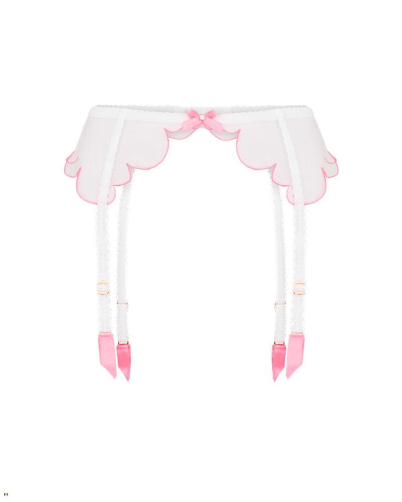 Agent Provocateur Lorna Women\'s Suspenders White Pink | FKWCTHU-12