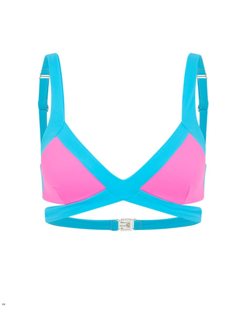 Agent Provocateur Mazzy Women\'s Bikini Top Blue Pink | MHYUDOK-64