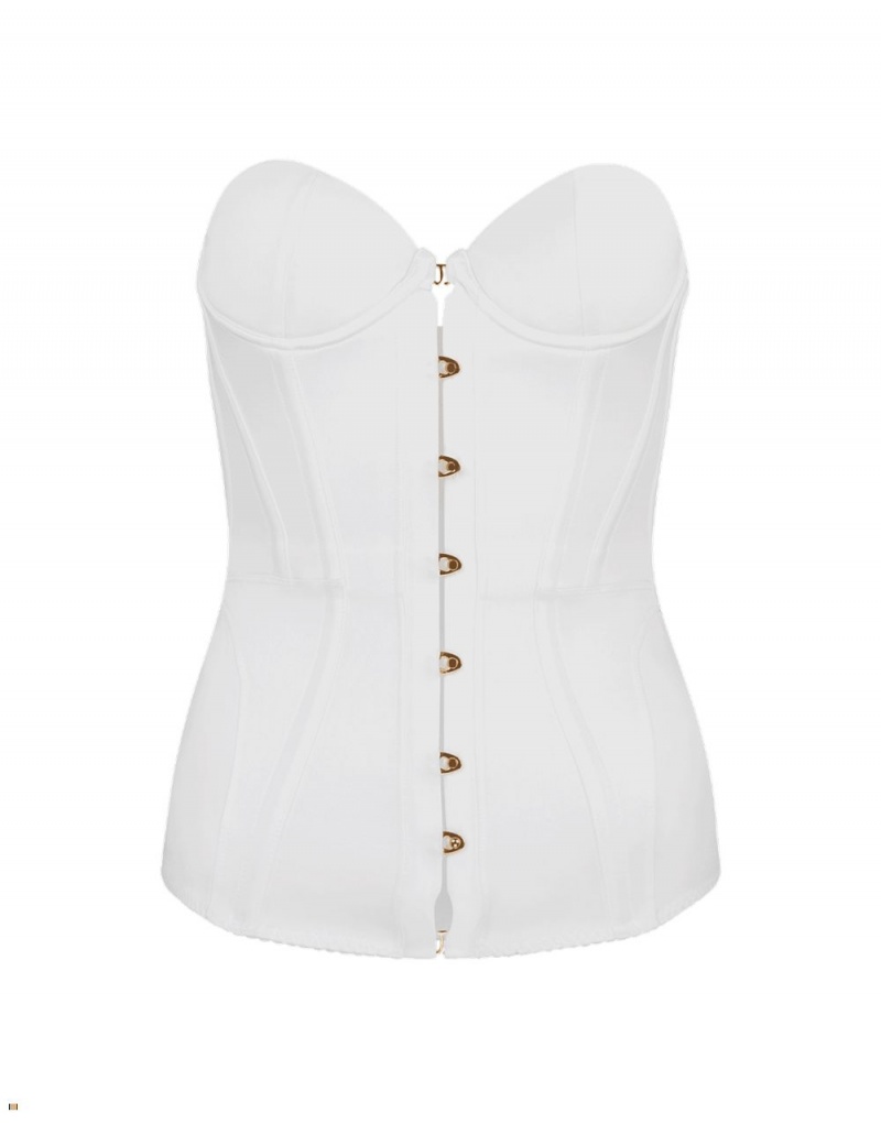 Agent Provocateur Mercy Satin Women\'s Corset White | MBQEDWZ-28