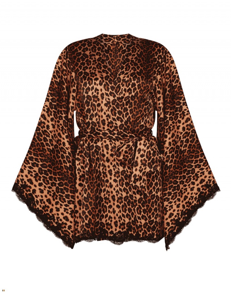 Agent Provocateur Molly Kimono Women\'s Robes Leopard | WJFTBXG-85