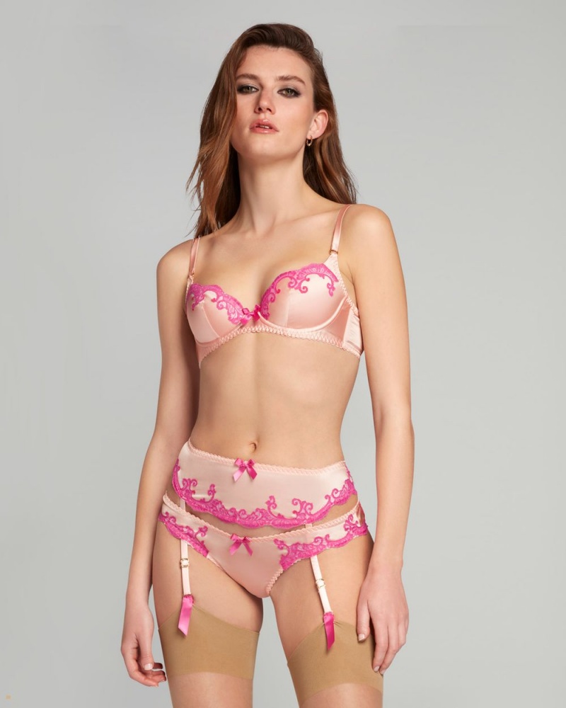 Agent Provocateur Molly Women's Suspenders Pink | MAGIDKF-03