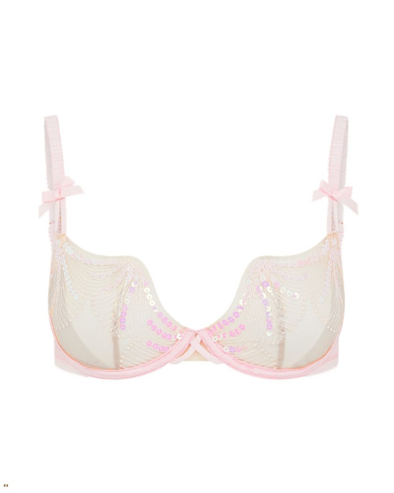 Agent Provocateur Quinny Demi Cup Underwired Women\'s Bras Pink | UKSWPGB-94