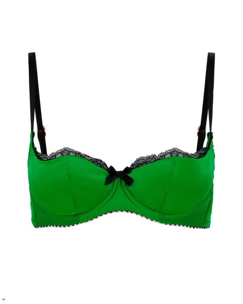 Agent Provocateur Sloane Balconette Underwired Women\'s Bras Green Black | IOSZLKW-38