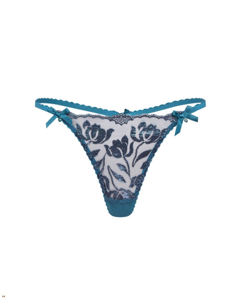 Agent Provocateur Sparkle Women\'s Thong Turquoise Navy | DWVYCMZ-80