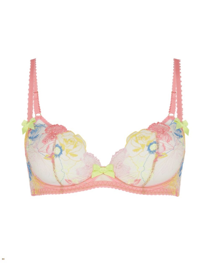 Agent Provocateur Zuri Plunge Underwired Women\'s Bras Pink | DZBSOLK-87