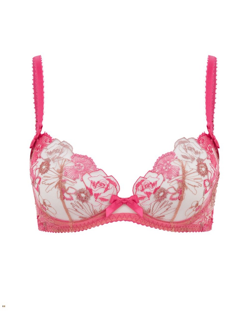 Agent Provocateur Zuri Plunge Underwired Women\'s Bras Pink | ZDBMAJF-76