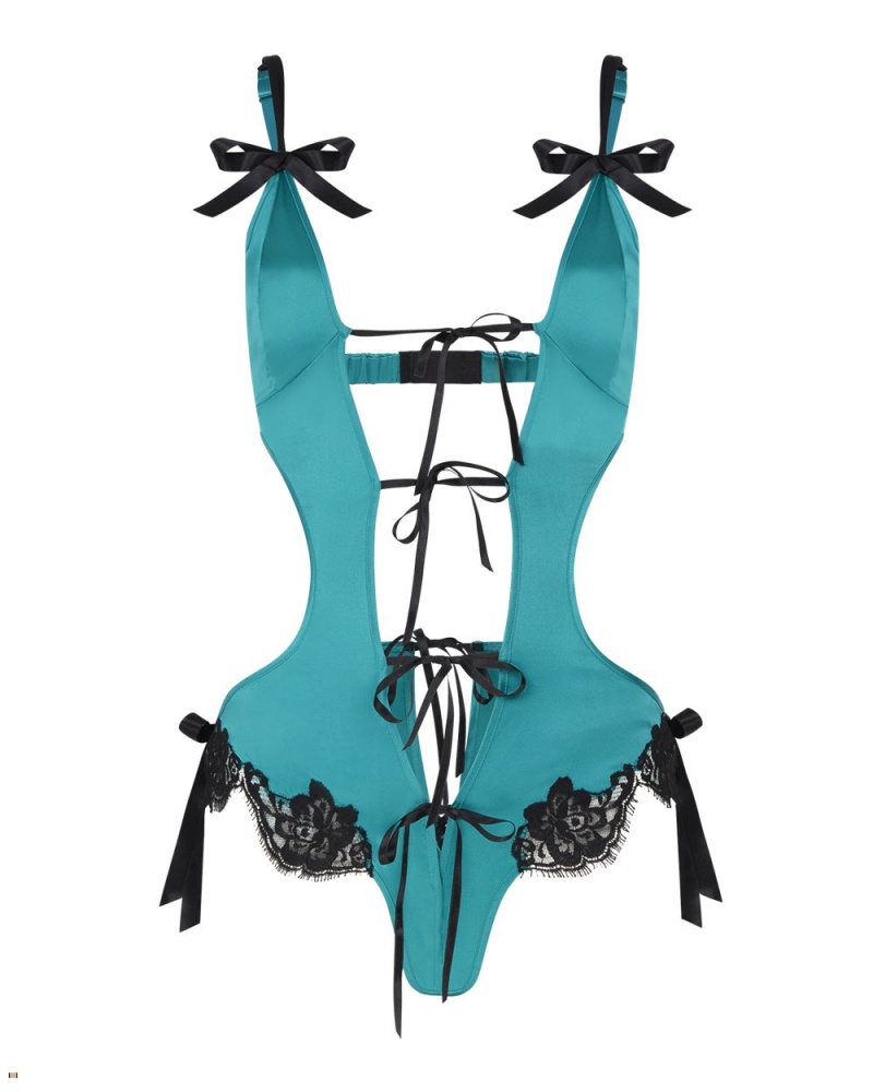 Agent Provocateur Zuriel Women\'s Playsuits Turquoise Black | YJIOQTA-42